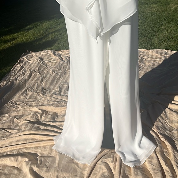 NWT Alfred Angelo Wedding Pantsuit for Bride/lace chiffon/beads - gorgeous Sz 12 - Picture 5 of 13